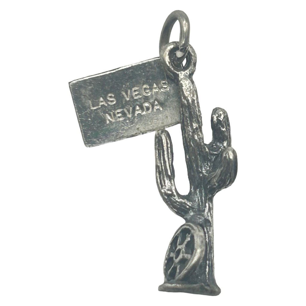 Las Vegas, Nevada Sterling Silver Cactus Bracelet Charm/Necklace Pendant